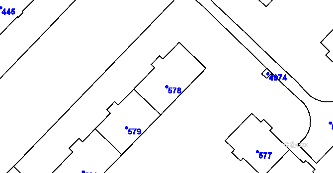 Parcela st. 578 v KÚ Havířov-město, Katastrální mapa