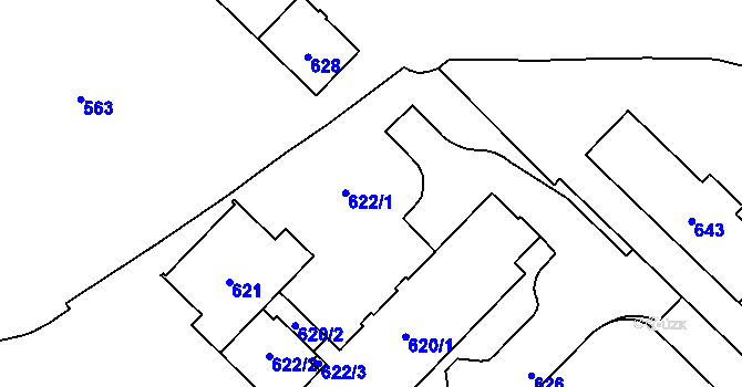 Parcela st. 622 v KÚ Havířov-město, Katastrální mapa