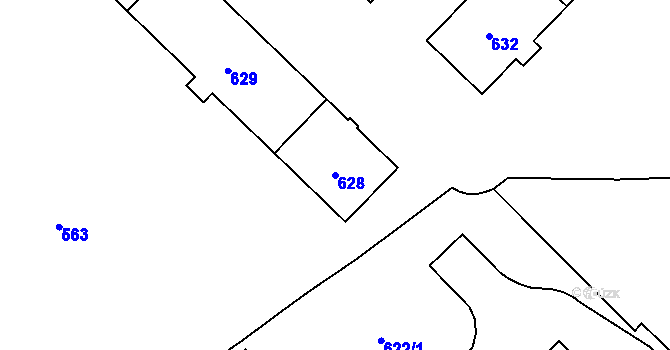 Parcela st. 628 v KÚ Havířov-město, Katastrální mapa