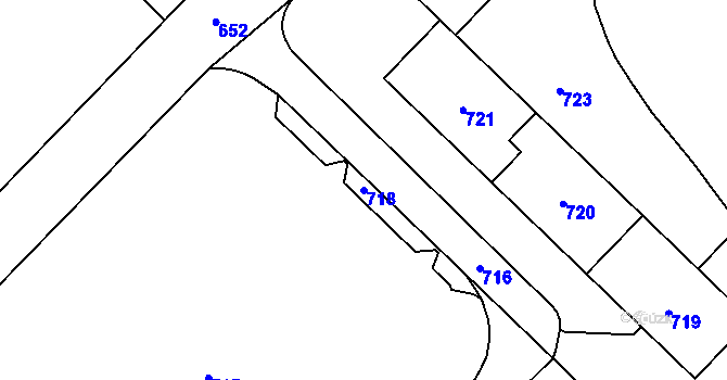 Parcela st. 718 v KÚ Havířov-město, Katastrální mapa