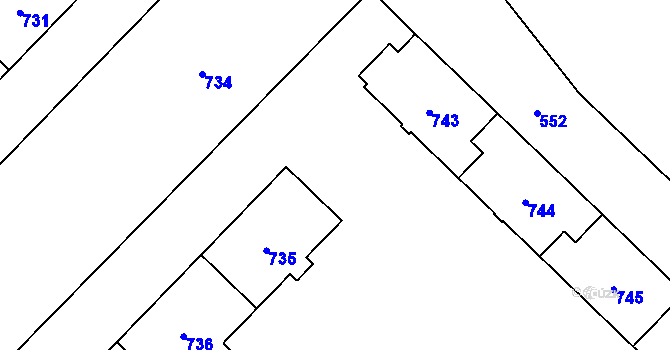 Parcela st. 737 v KÚ Havířov-město, Katastrální mapa