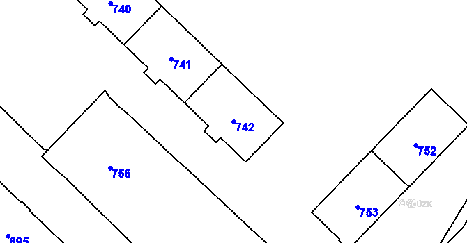 Parcela st. 742 v KÚ Havířov-město, Katastrální mapa