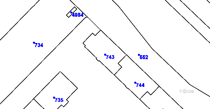 Parcela st. 743 v KÚ Havířov-město, Katastrální mapa