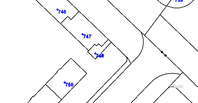 Parcela st. 749 v KÚ Havířov-město, Katastrální mapa