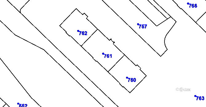 Parcela st. 761 v KÚ Havířov-město, Katastrální mapa