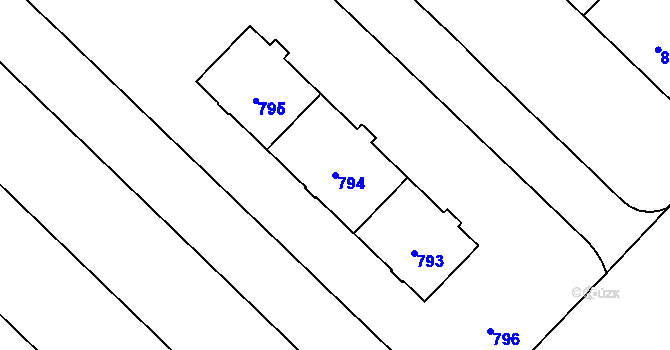 Parcela st. 794 v KÚ Havířov-město, Katastrální mapa
