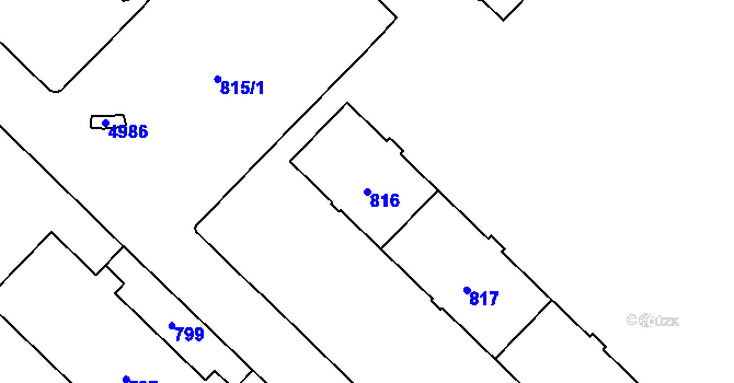 Parcela st. 816 v KÚ Havířov-město, Katastrální mapa