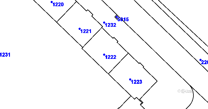 Parcela st. 1222 v KÚ Havířov-město, Katastrální mapa