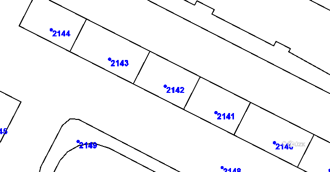 Parcela st. 2142 v KÚ Havířov-město, Katastrální mapa