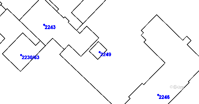 Parcela st. 2249 v KÚ Havířov-město, Katastrální mapa