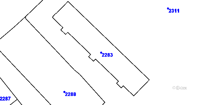 Parcela st. 2283 v KÚ Havířov-město, Katastrální mapa