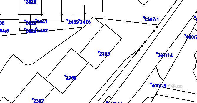 Parcela st. 2355 v KÚ Havířov-město, Katastrální mapa