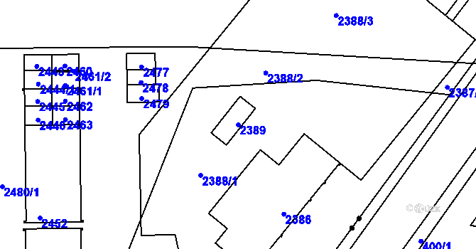 Parcela st. 2389 v KÚ Havířov-město, Katastrální mapa