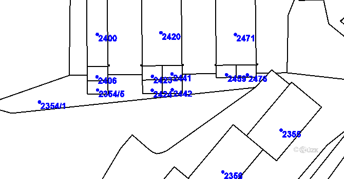 Parcela st. 2442 v KÚ Havířov-město, Katastrální mapa