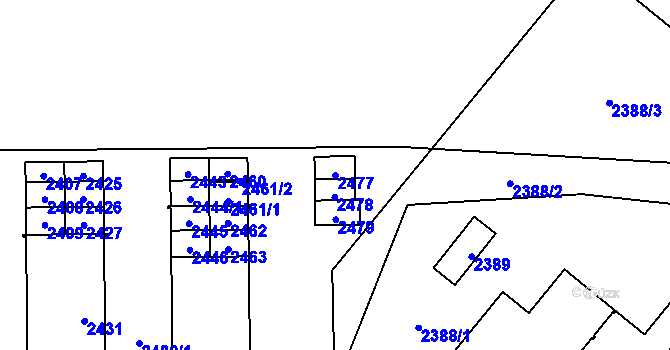 Parcela st. 2477 v KÚ Havířov-město, Katastrální mapa