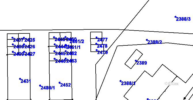 Parcela st. 2479 v KÚ Havířov-město, Katastrální mapa