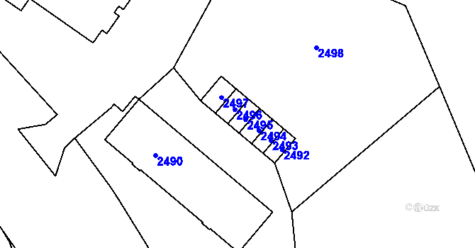 Parcela st. 2495 v KÚ Havířov-město, Katastrální mapa