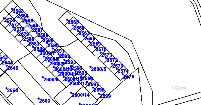 Parcela st. 2571 v KÚ Havířov-město, Katastrální mapa