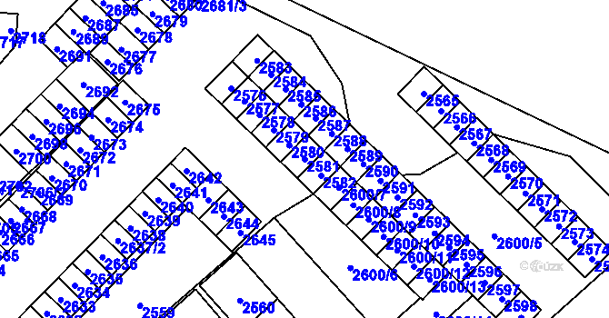 Parcela st. 2581 v KÚ Havířov-město, Katastrální mapa