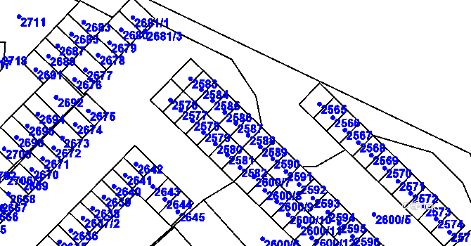 Parcela st. 2587 v KÚ Havířov-město, Katastrální mapa