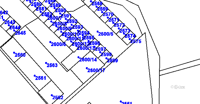 Parcela st. 2598 v KÚ Havířov-město, Katastrální mapa