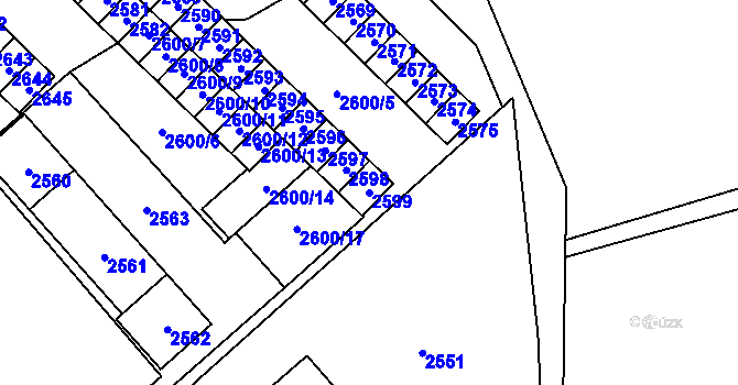 Parcela st. 2599 v KÚ Havířov-město, Katastrální mapa