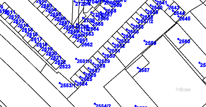 Parcela st. 2630 v KÚ Havířov-město, Katastrální mapa