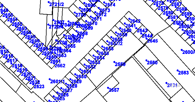 Parcela st. 2635 v KÚ Havířov-město, Katastrální mapa