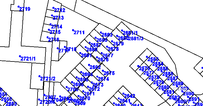 Parcela st. 2677 v KÚ Havířov-město, Katastrální mapa