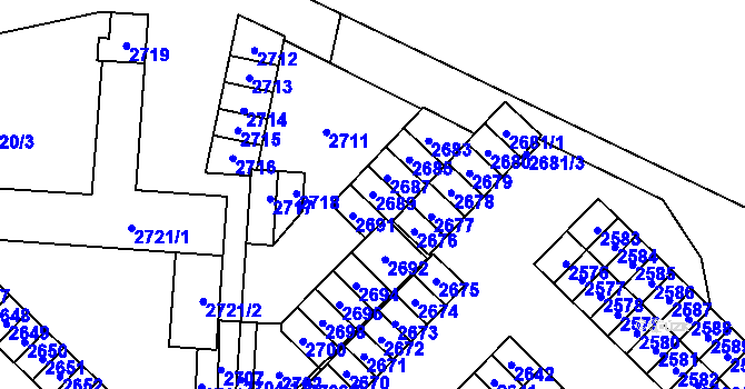 Parcela st. 2689 v KÚ Havířov-město, Katastrální mapa