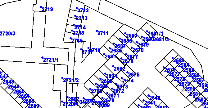 Parcela st. 2691 v KÚ Havířov-město, Katastrální mapa
