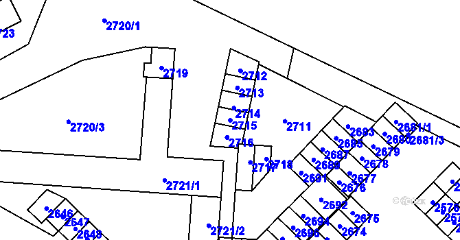 Parcela st. 2715 v KÚ Havířov-město, Katastrální mapa