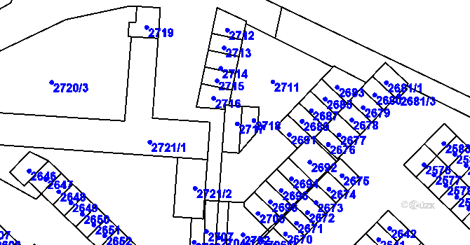 Parcela st. 2717 v KÚ Havířov-město, Katastrální mapa