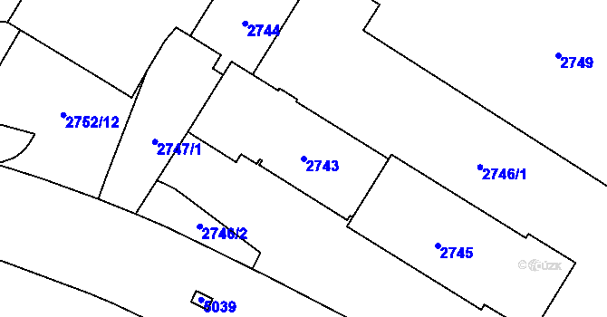 Parcela st. 2743 v KÚ Havířov-město, Katastrální mapa