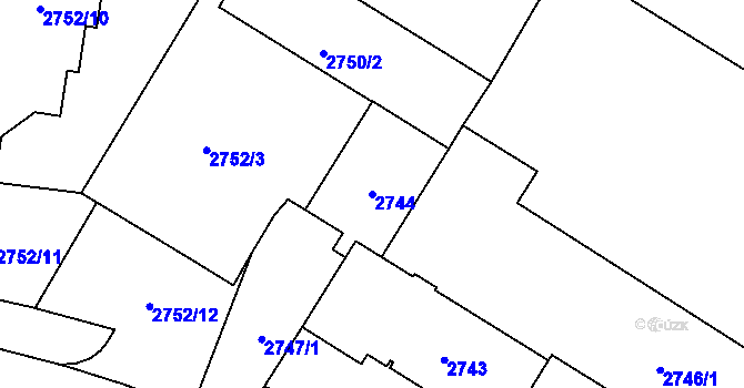 Parcela st. 2744 v KÚ Havířov-město, Katastrální mapa