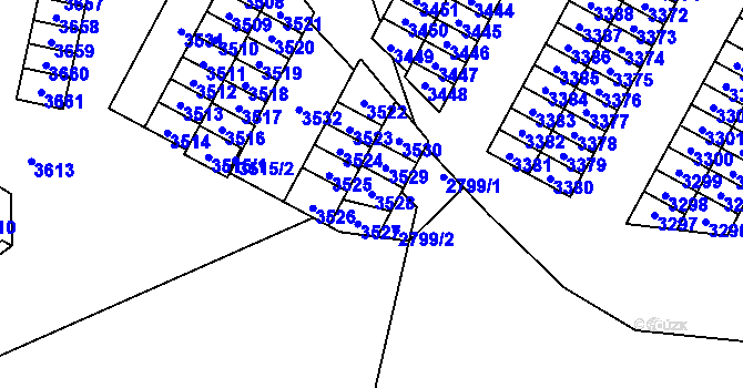Parcela st. 3528 v KÚ Havířov-město, Katastrální mapa