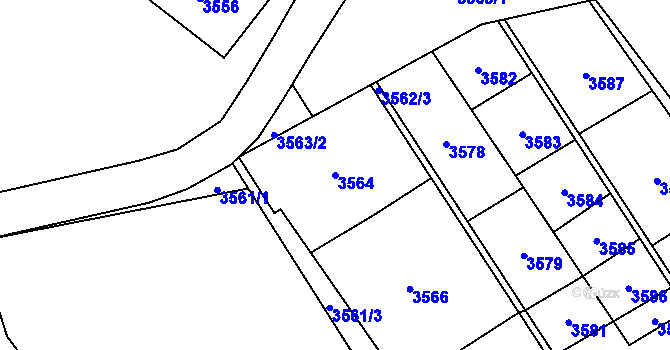 Parcela st. 3564 v KÚ Havířov-město, Katastrální mapa