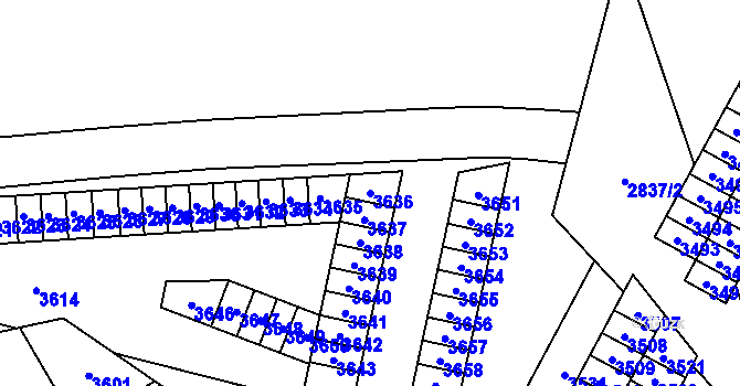Parcela st. 3636 v KÚ Havířov-město, Katastrální mapa