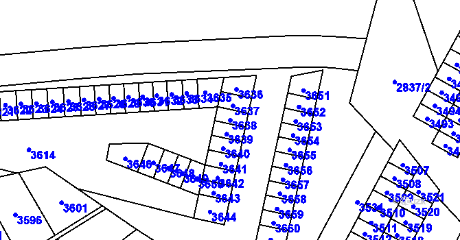 Parcela st. 3638 v KÚ Havířov-město, Katastrální mapa