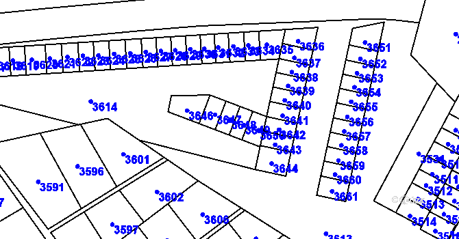Parcela st. 3648 v KÚ Havířov-město, Katastrální mapa