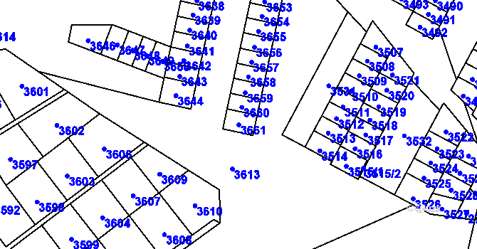Parcela st. 3661 v KÚ Havířov-město, Katastrální mapa
