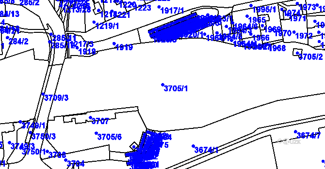 Parcela st. 3705/1 v KÚ Havířov-město, Katastrální mapa