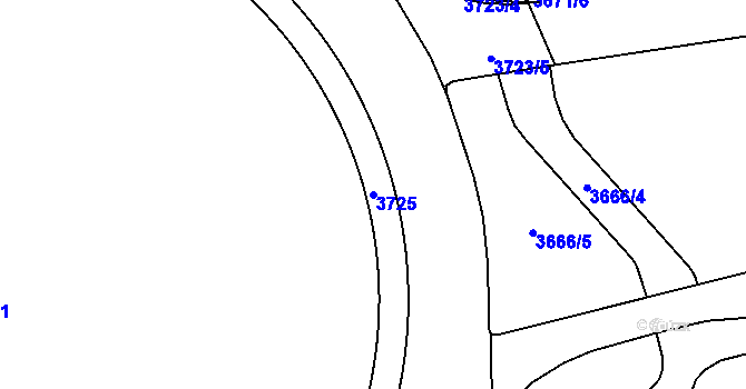 Parcela st. 3725 v KÚ Havířov-město, Katastrální mapa
