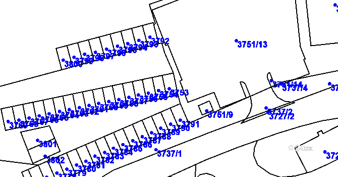 Parcela st. 3753 v KÚ Havířov-město, Katastrální mapa