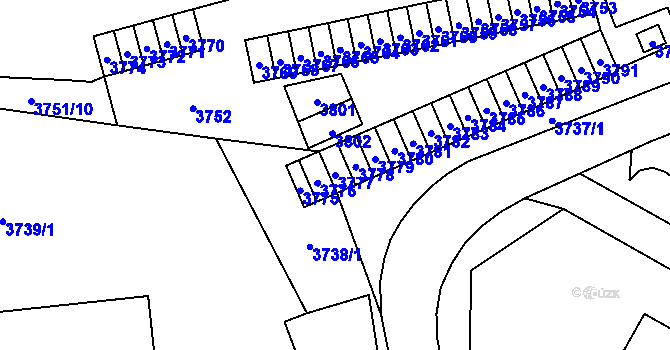 Parcela st. 3777 v KÚ Havířov-město, Katastrální mapa