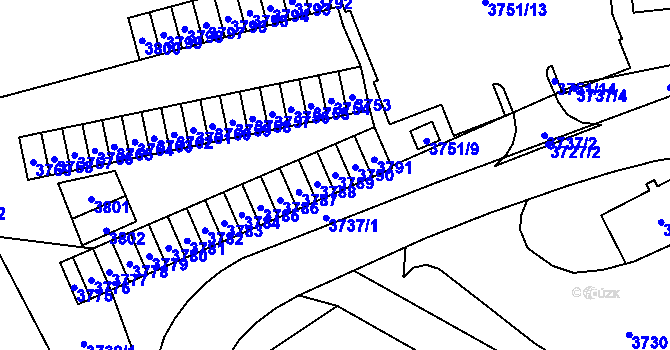 Parcela st. 3789 v KÚ Havířov-město, Katastrální mapa