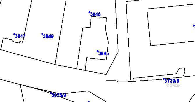 Parcela st. 3845 v KÚ Havířov-město, Katastrální mapa