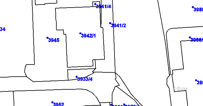 Parcela st. 3942/2 v KÚ Havířov-město, Katastrální mapa