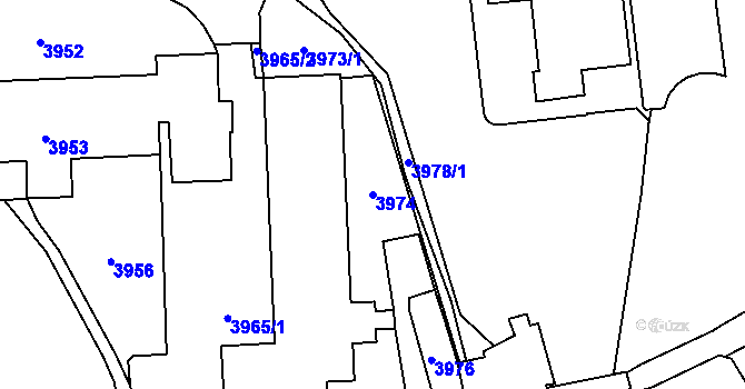 Parcela st. 3974 v KÚ Havířov-město, Katastrální mapa