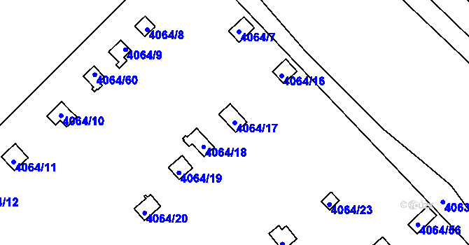 Parcela st. 4064/17 v KÚ Havířov-město, Katastrální mapa